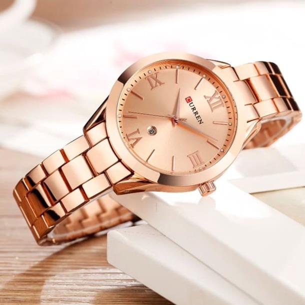 CURREN Womens Rose Gold Srainless Steel Watch